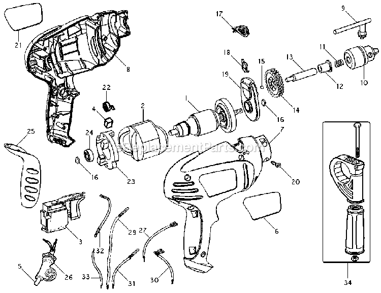 Black and Decker BH200-BR (Type 1) 3/8 Hammer Drill Power Tool Page A Diagram